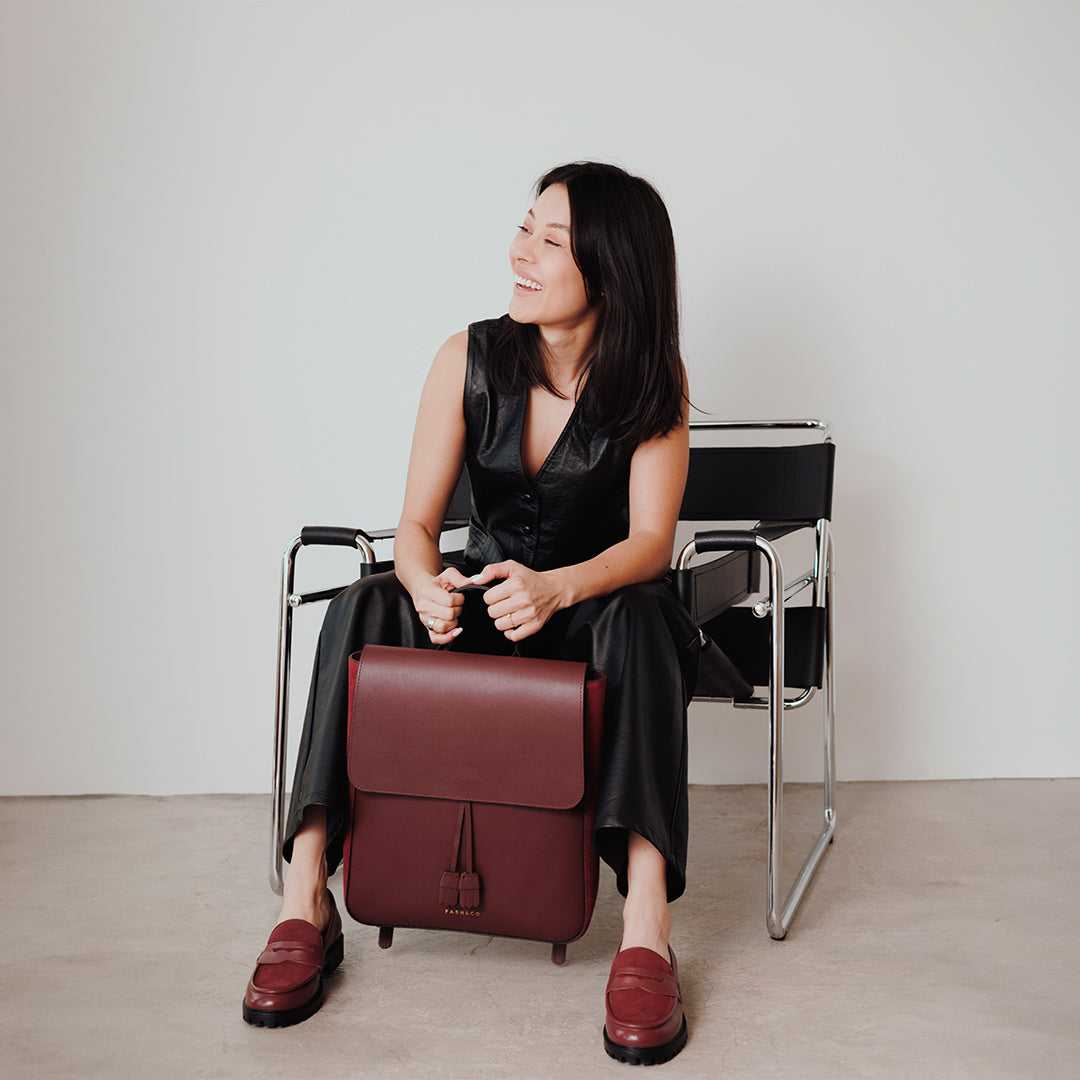 Mochila Grande de Couro Wine