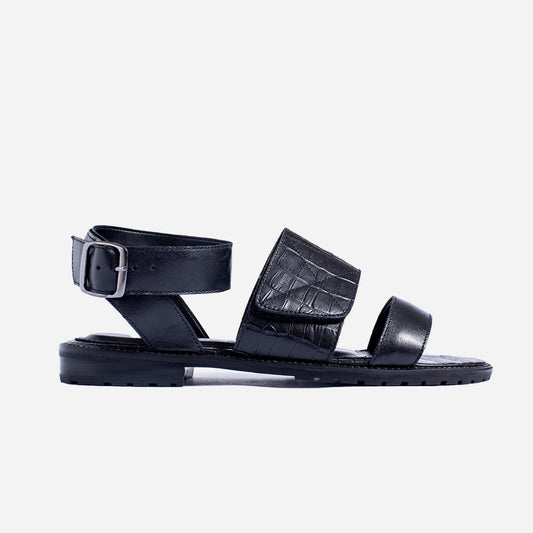 Sandália Los Angeles Croco Black