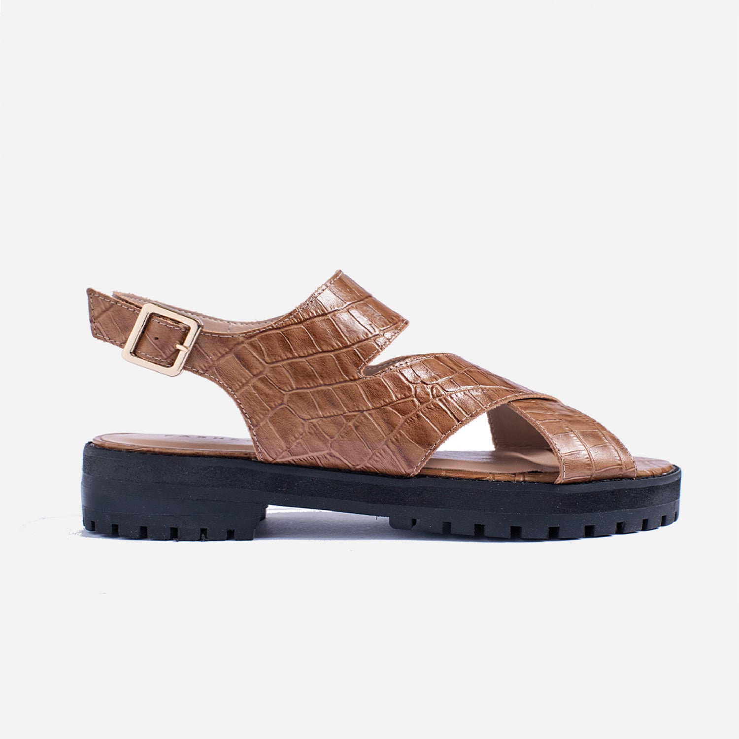 Sandália Bridge Croco Caramel