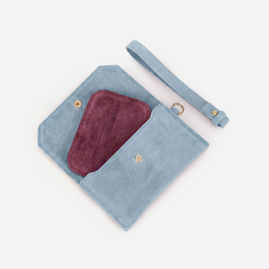 Carteira de Camurça Luck Azul com Vinho