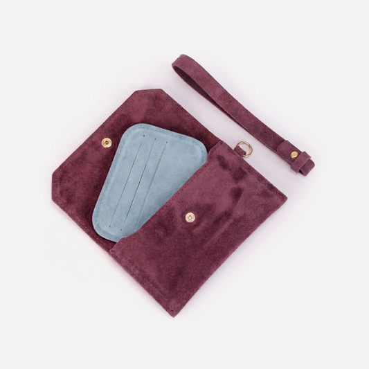 Carteira de Camurça Luck Vinho com Azul