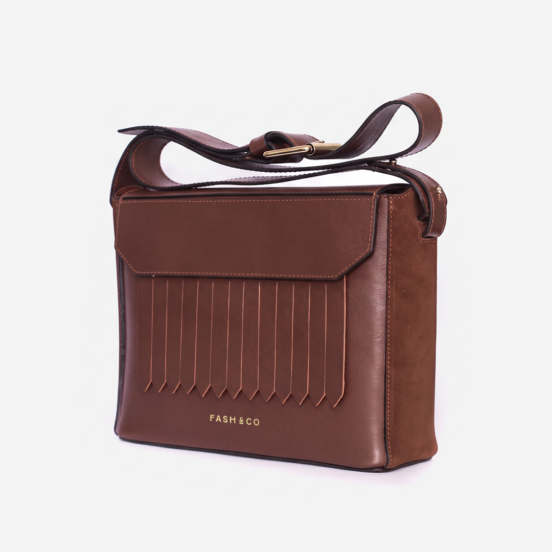 Bolsa de Couro Fringe Coffee