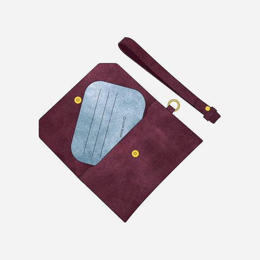 Carteira de Camurça Luck Vinho com Azul