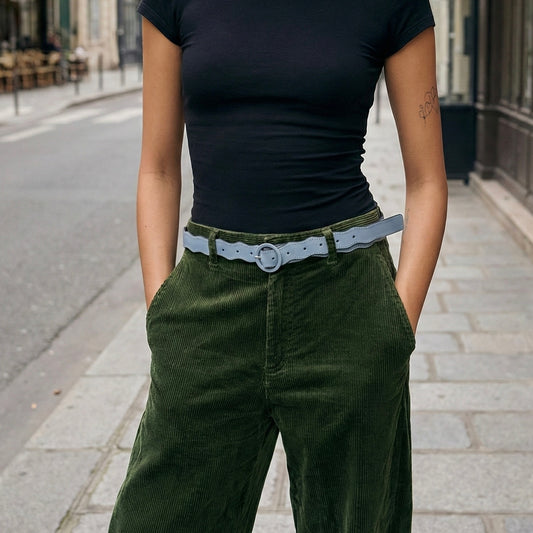 Cinto de Couro Wavy Azul Celeste