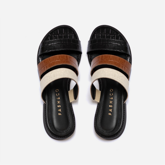 Rasteira Slip Croco Tricolor