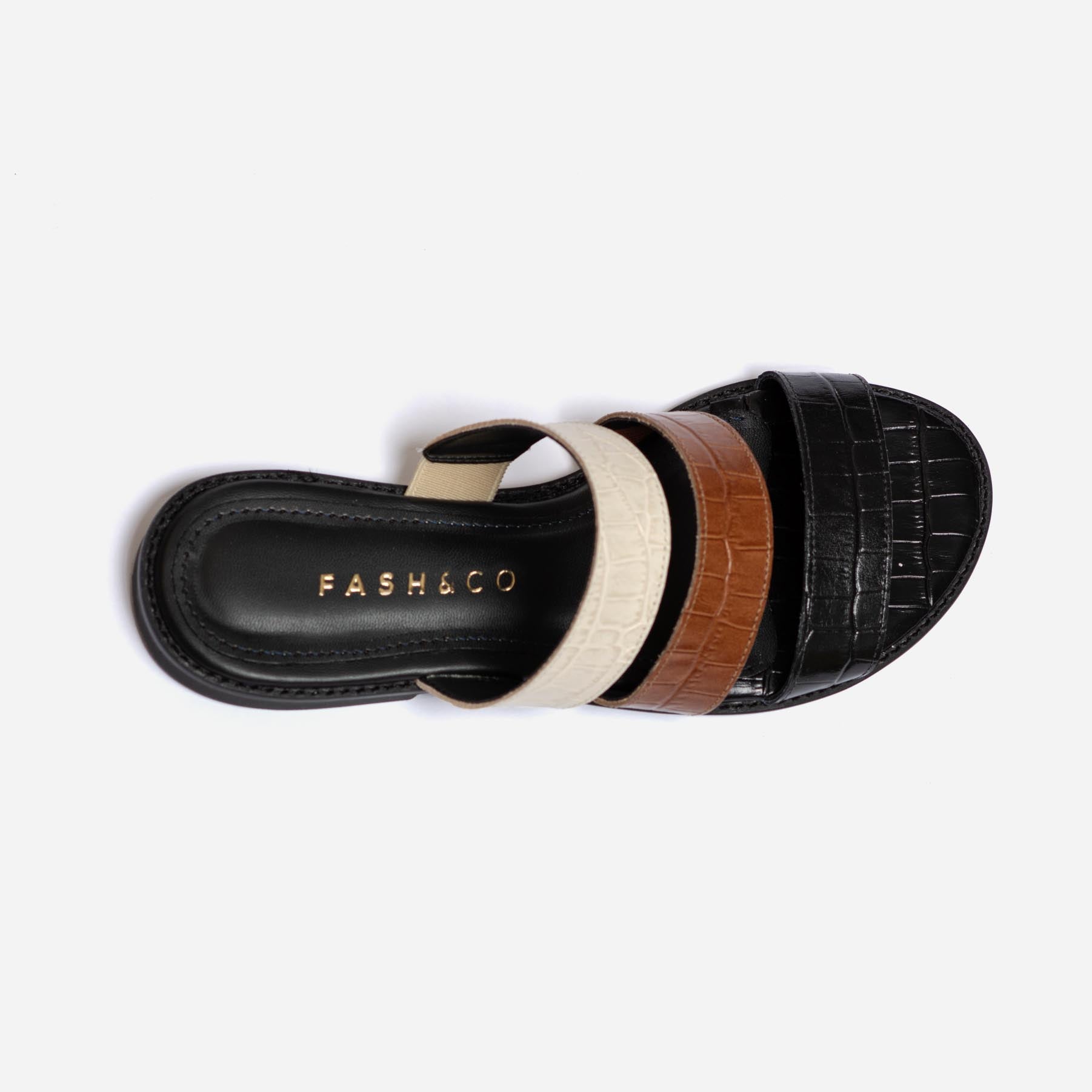 Rasteira Slip Croco Tricolor