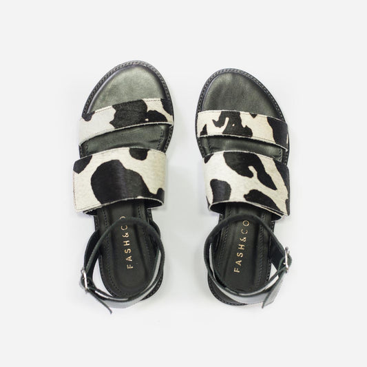 Sandália Los Angeles Animal Print Vaca