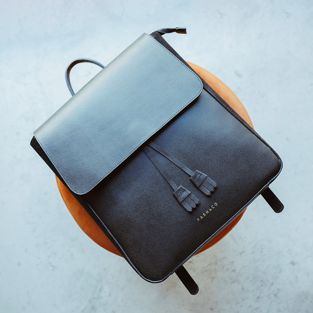 Mochila Grande de Couro Manhattan Black
