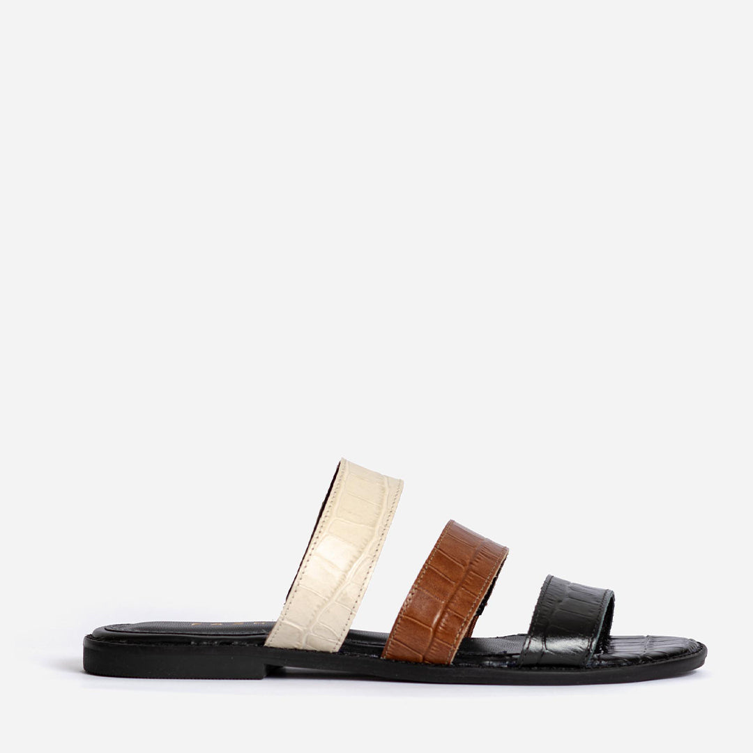 Rasteira Slip Croco Tricolor