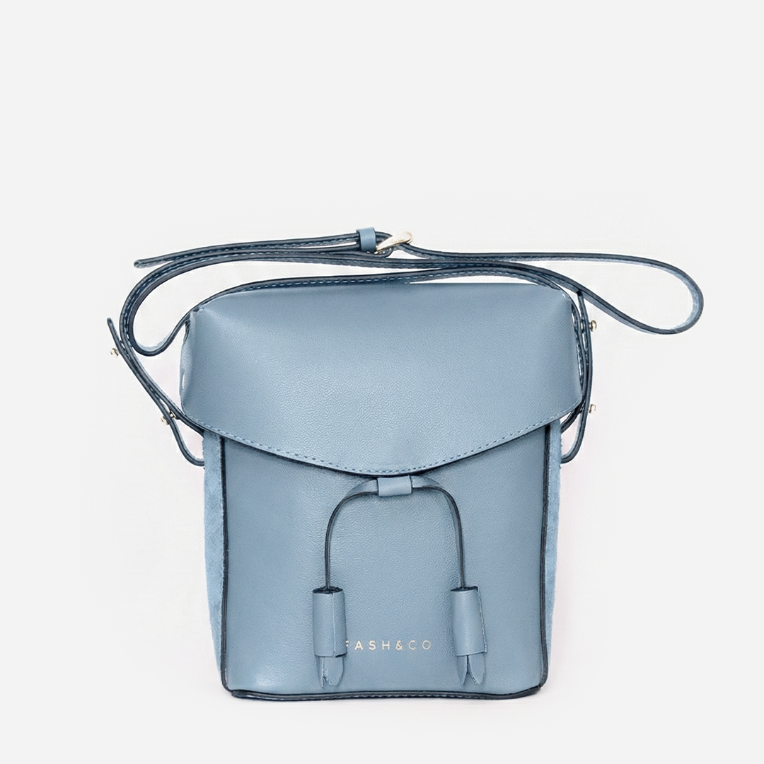Bolsa Mini de Couro Cosmopolitan Azul Celeste