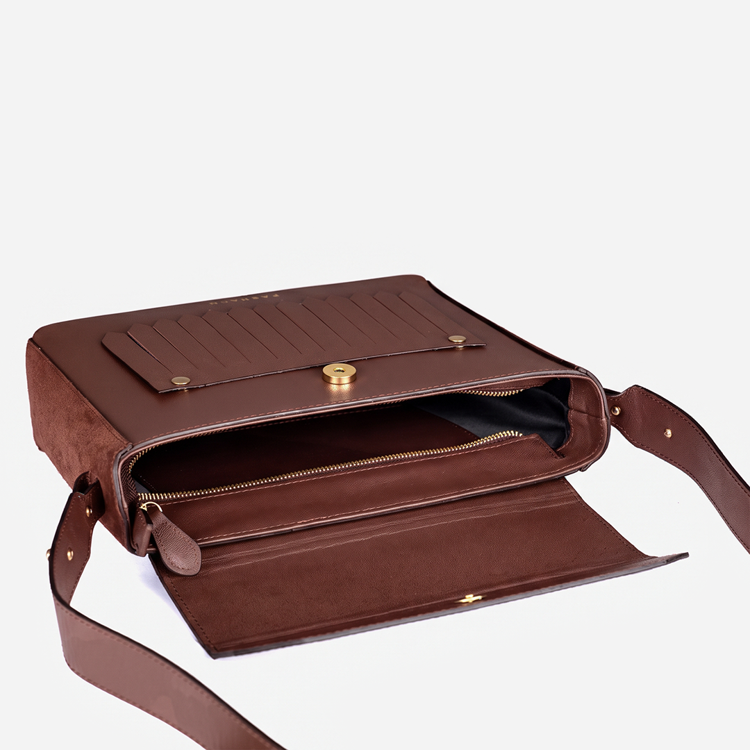Bolsa de Couro Fringe Coffee