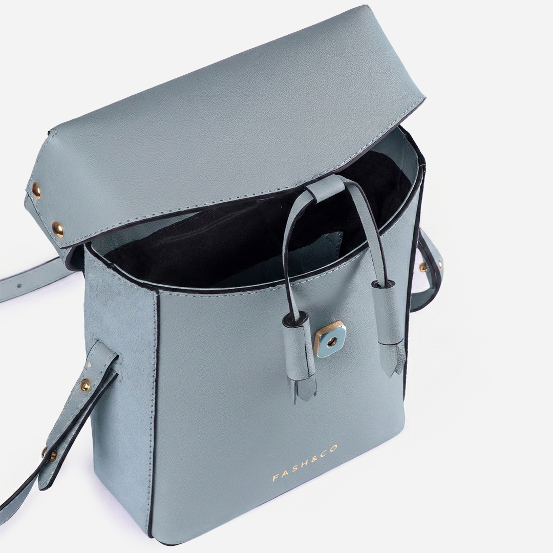 Bolsa Mini de Couro Cosmopolitan Azul Celeste