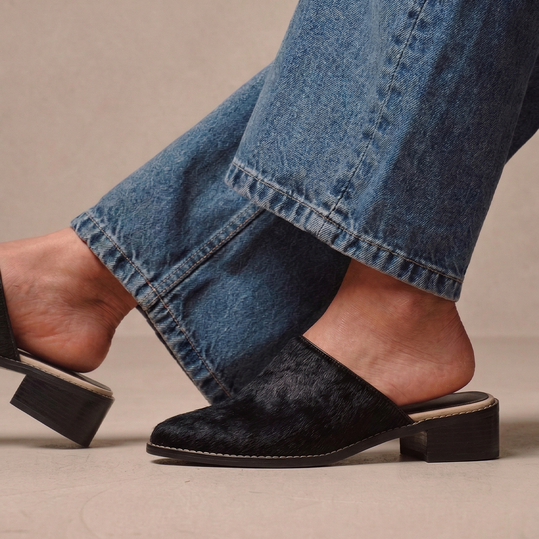 Mule Mary Couro Pelo Black