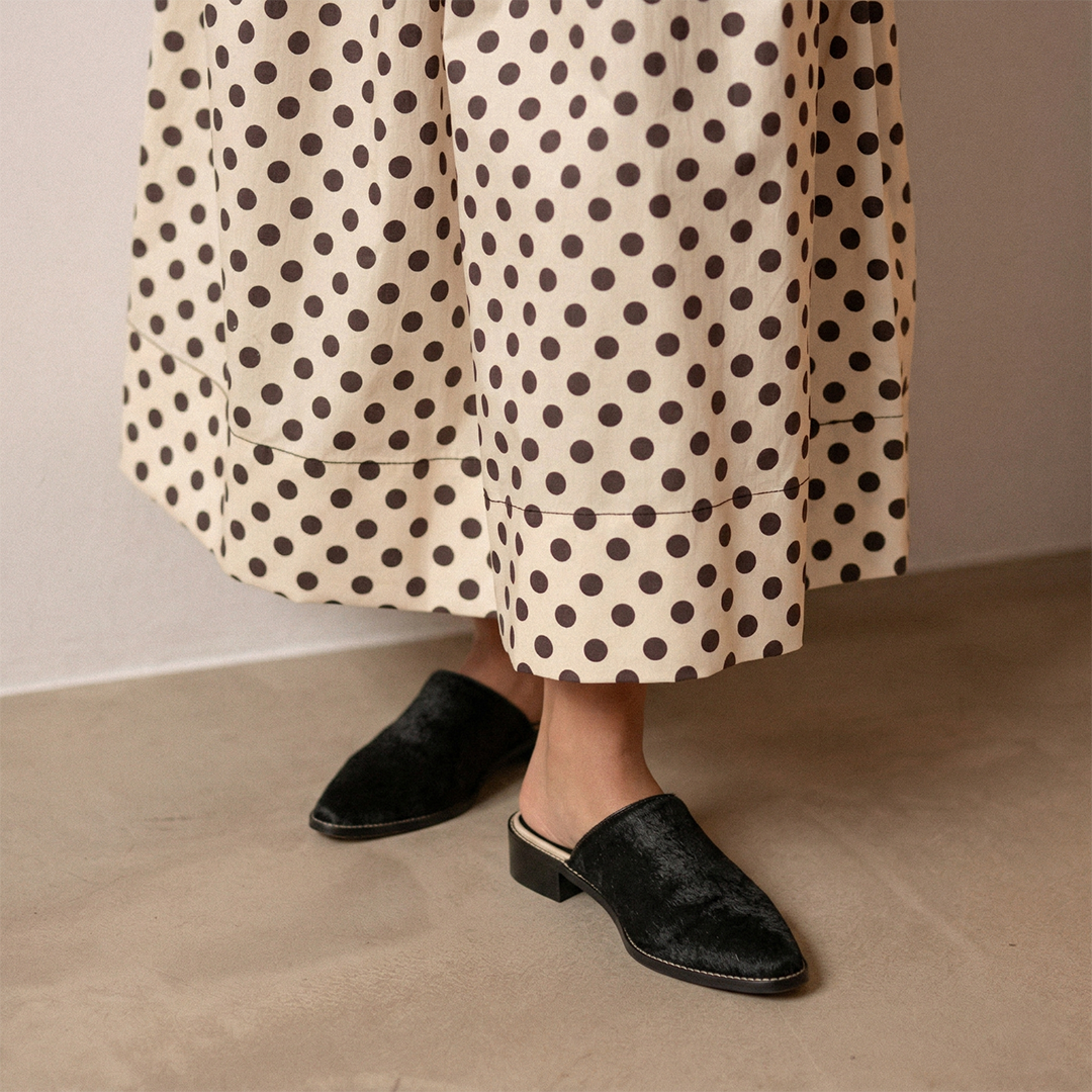 Mule Mary Couro Pelo Black