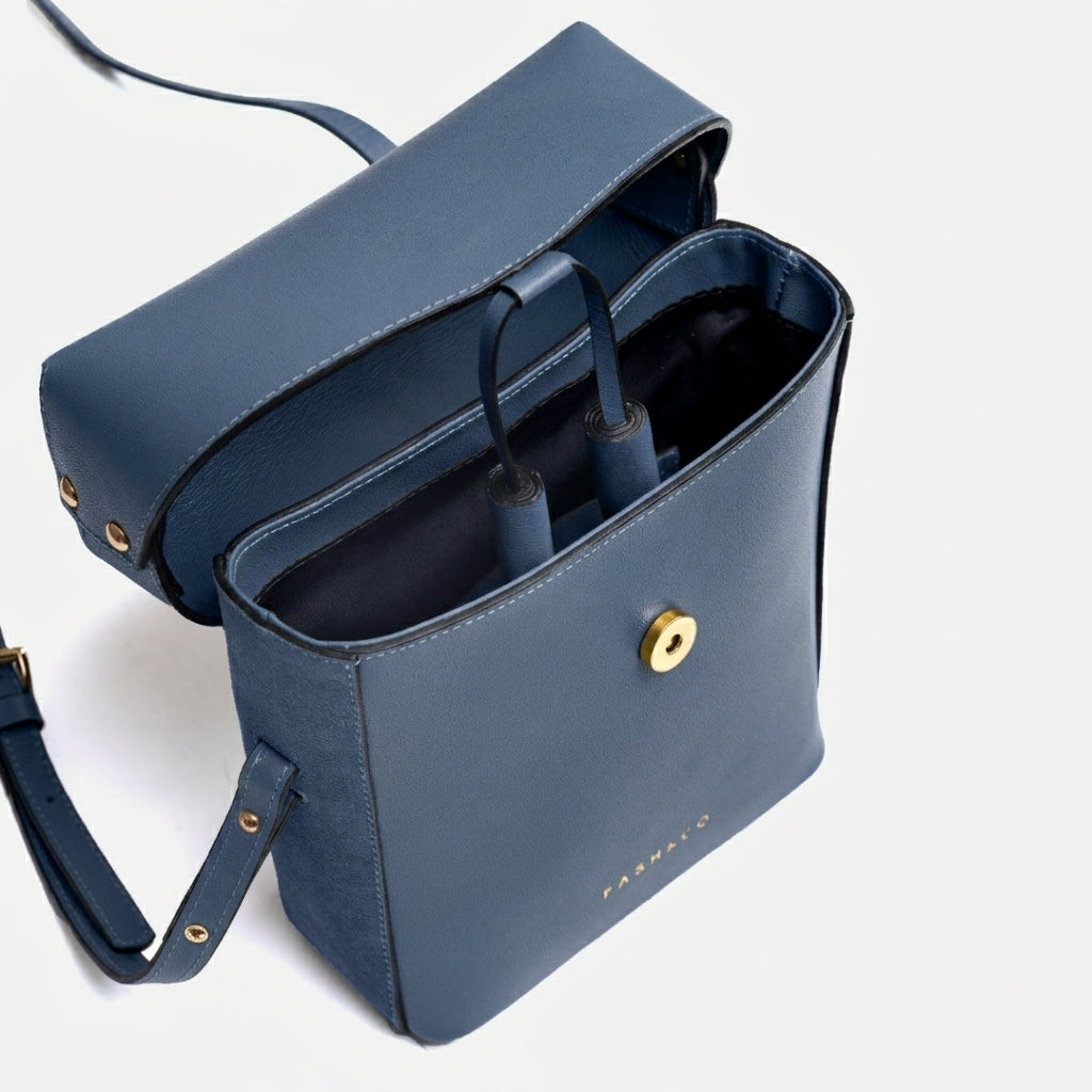 Bolsa Mini de Couro Cosmopolitan Blue Navy