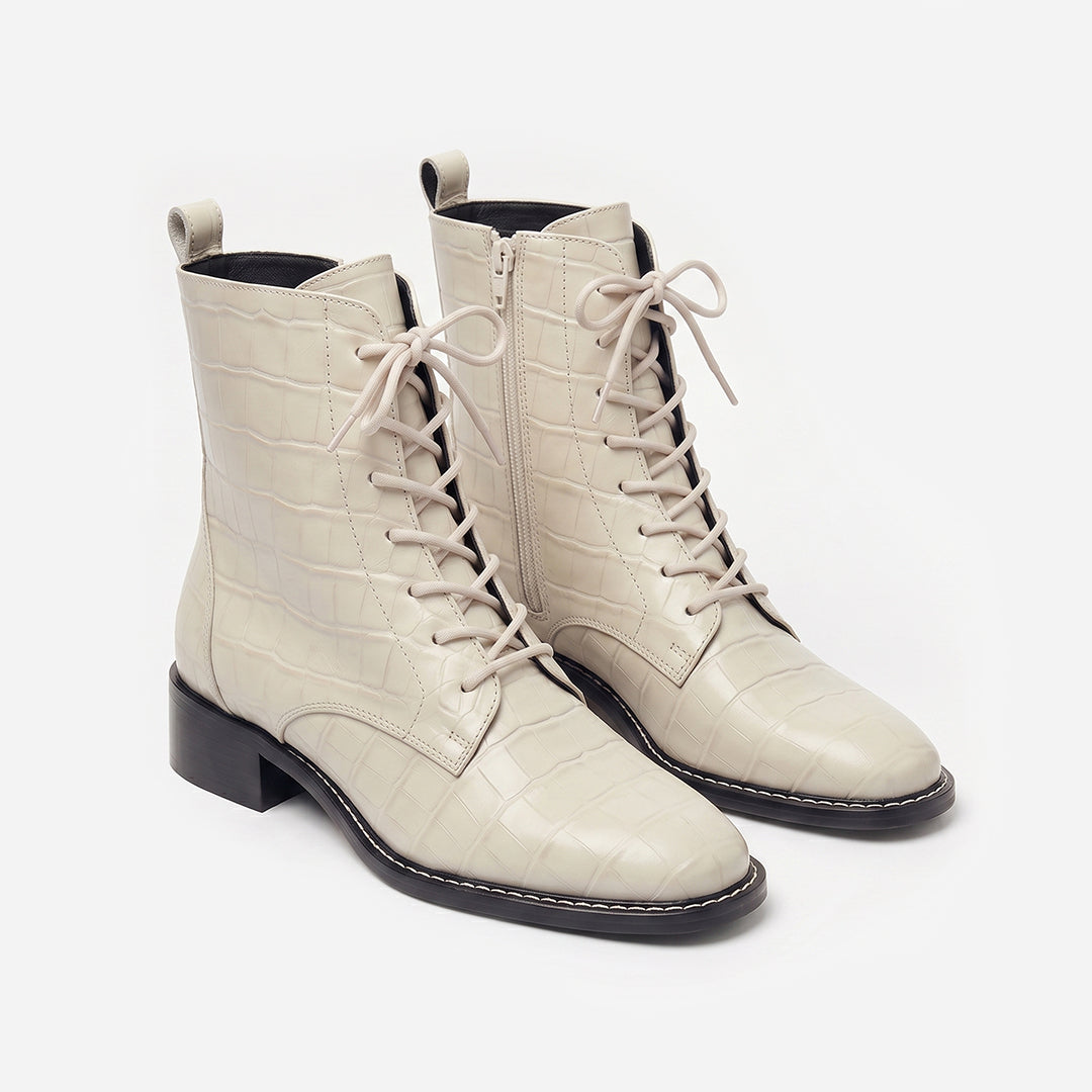 Bota Firenze Croco Off White