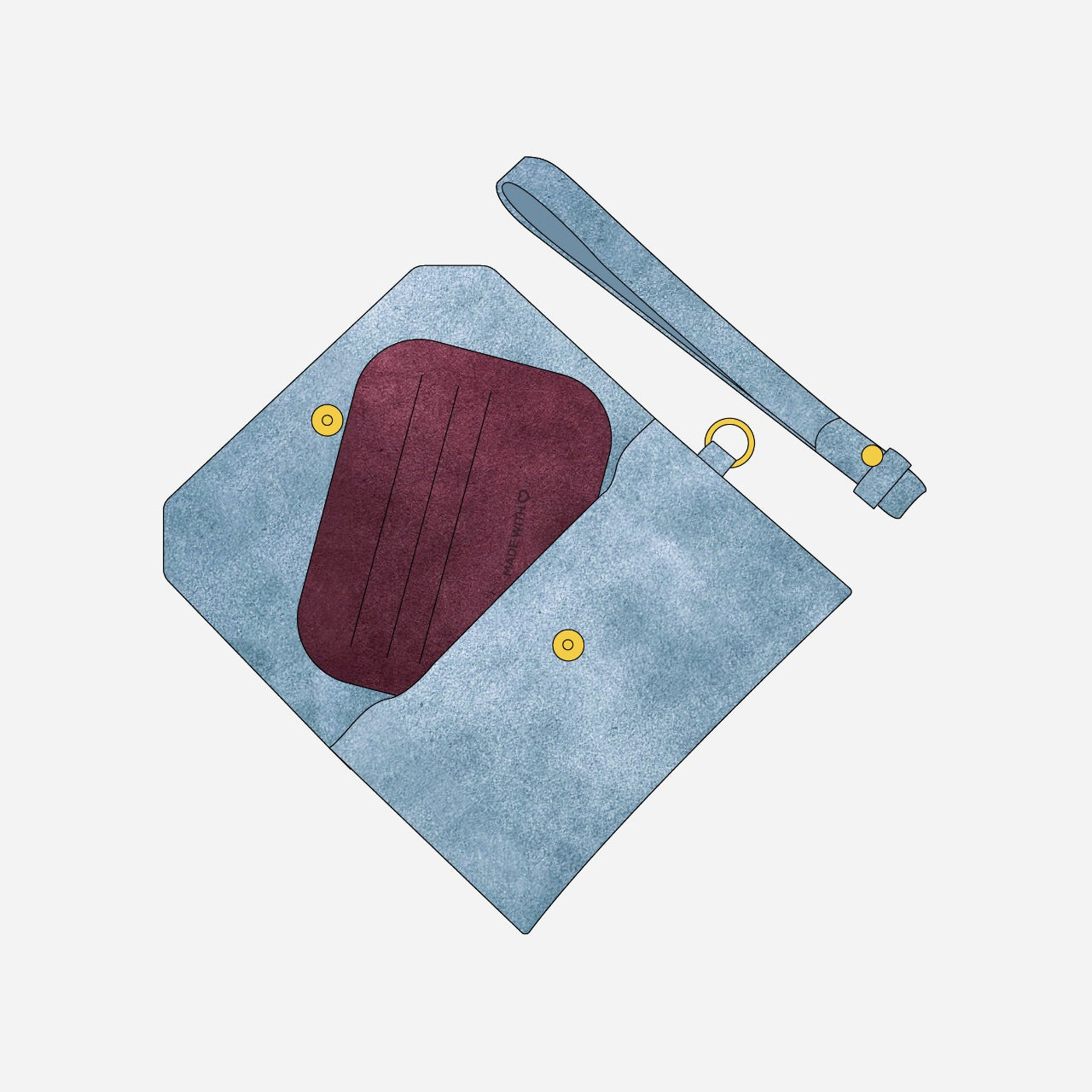 Carteira de Camurça Luck Azul com Vinho