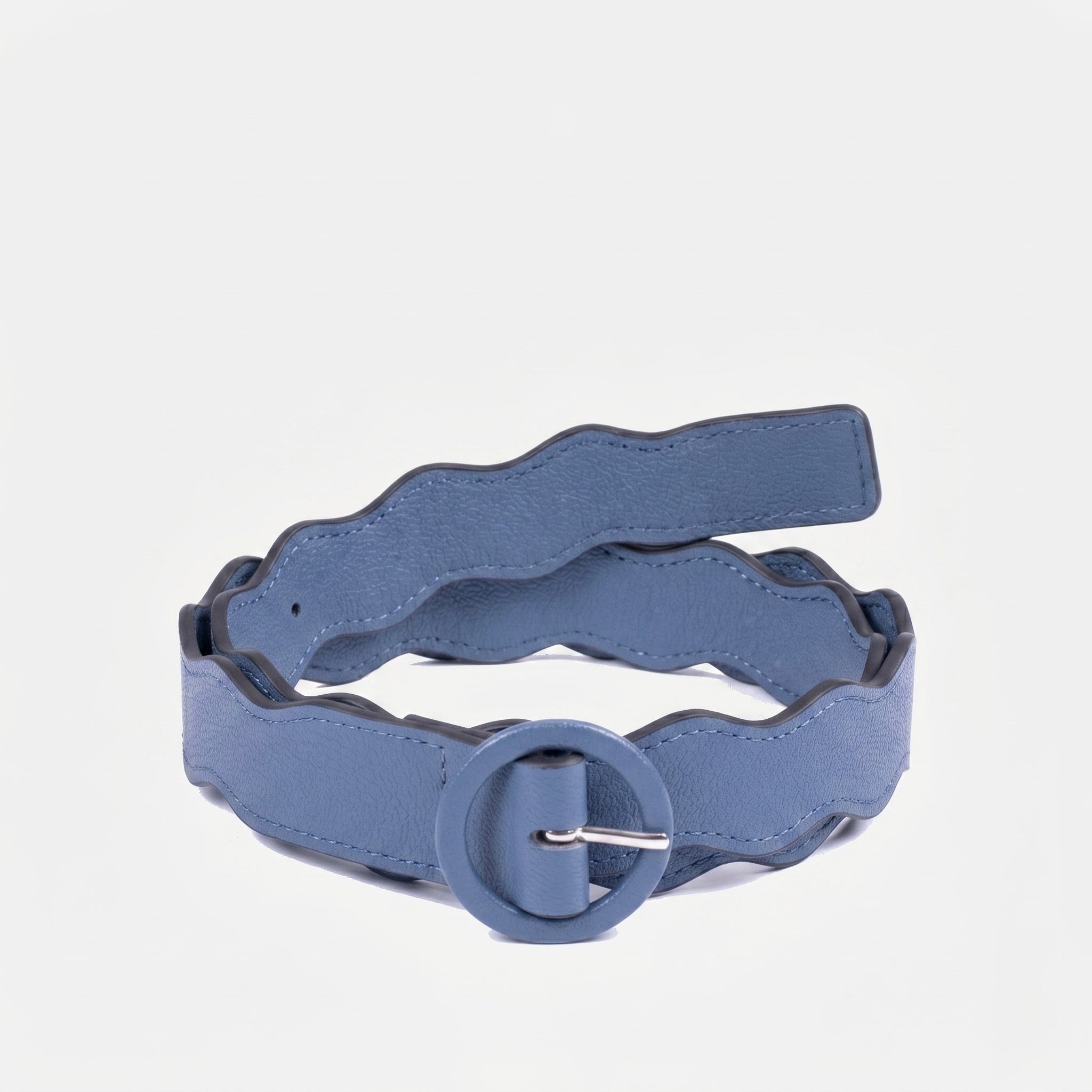 Cinto de Couro Wavy Blue Navy