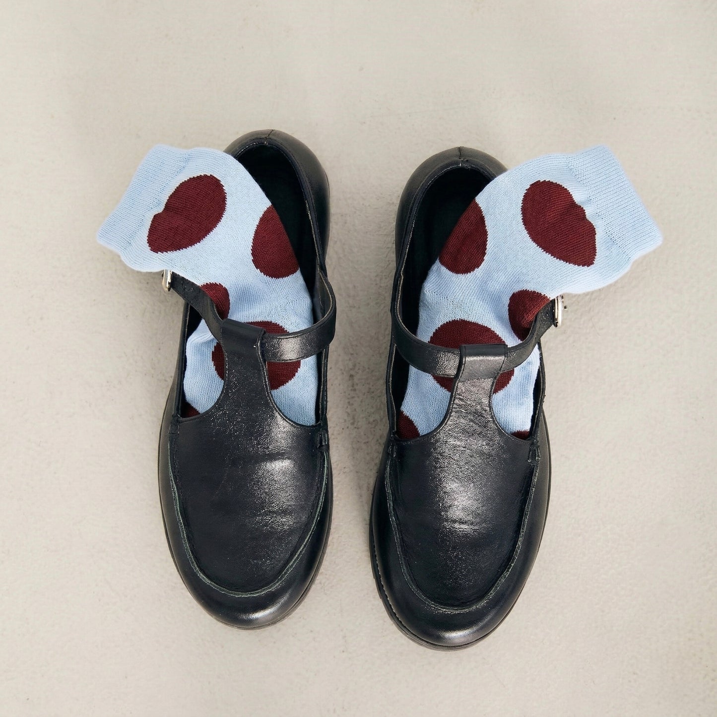 Meia Polka Dots Azul Celeste