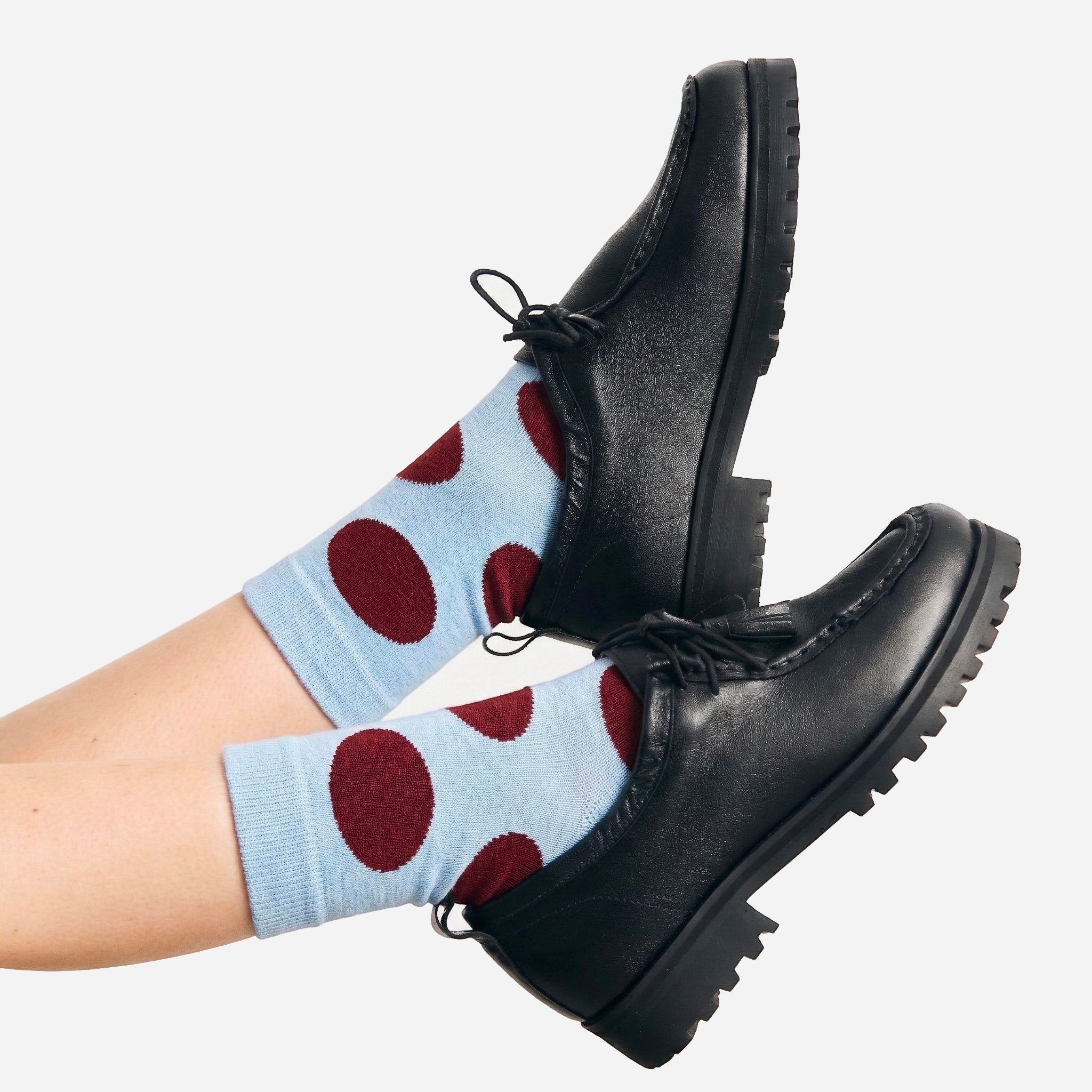 Meia Polka Dots Azul Celeste