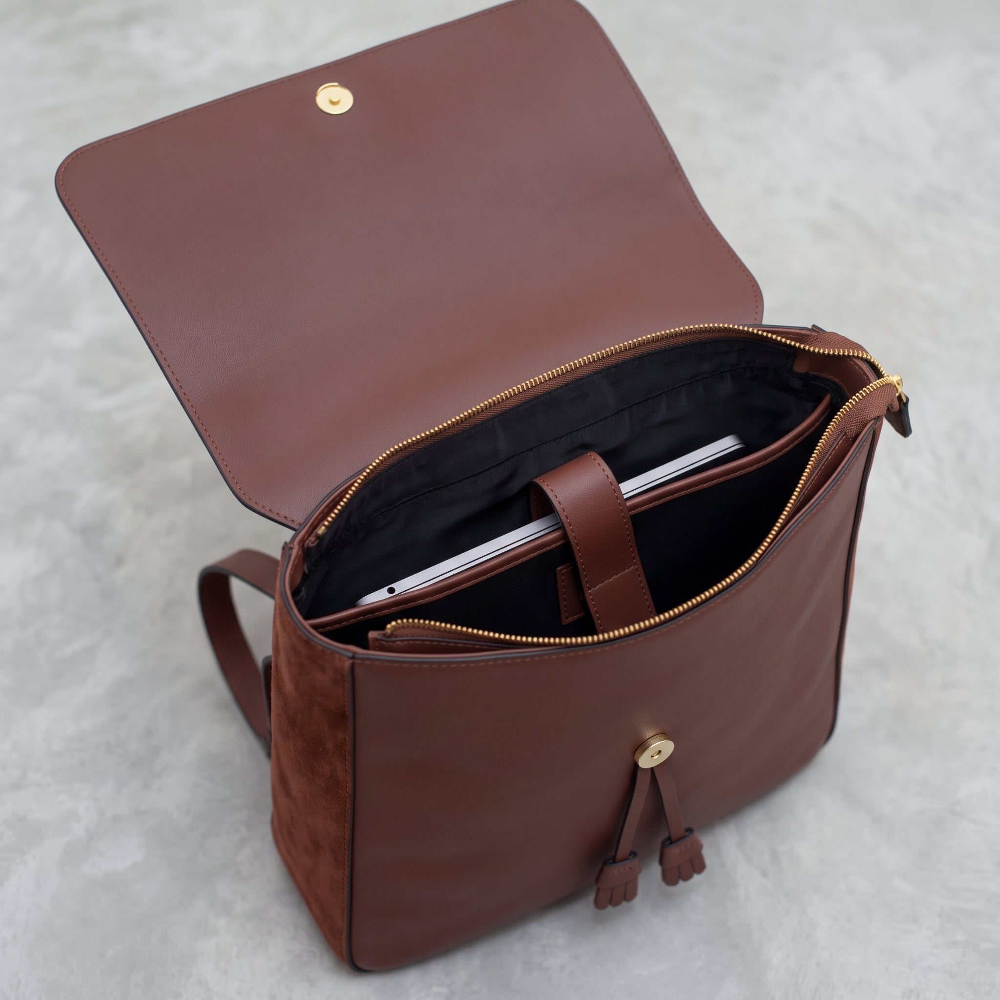 Mochila Grande de Couro Manhattan Coffee
