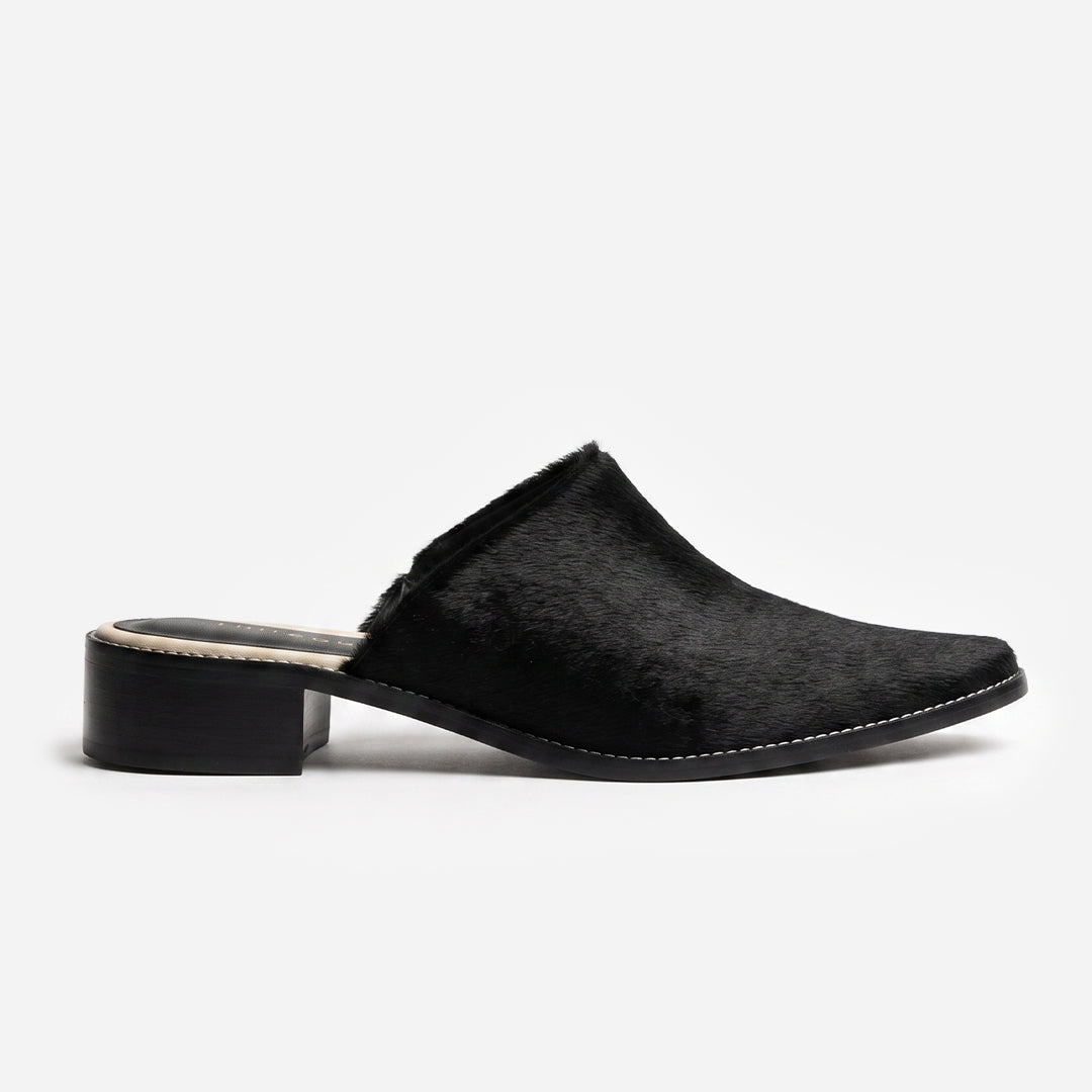 Mule Mary Couro Pelo Black