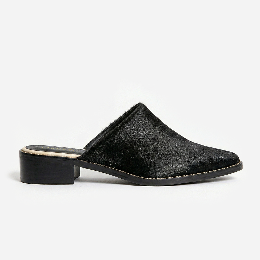 Mule Mary Couro Pelo Black