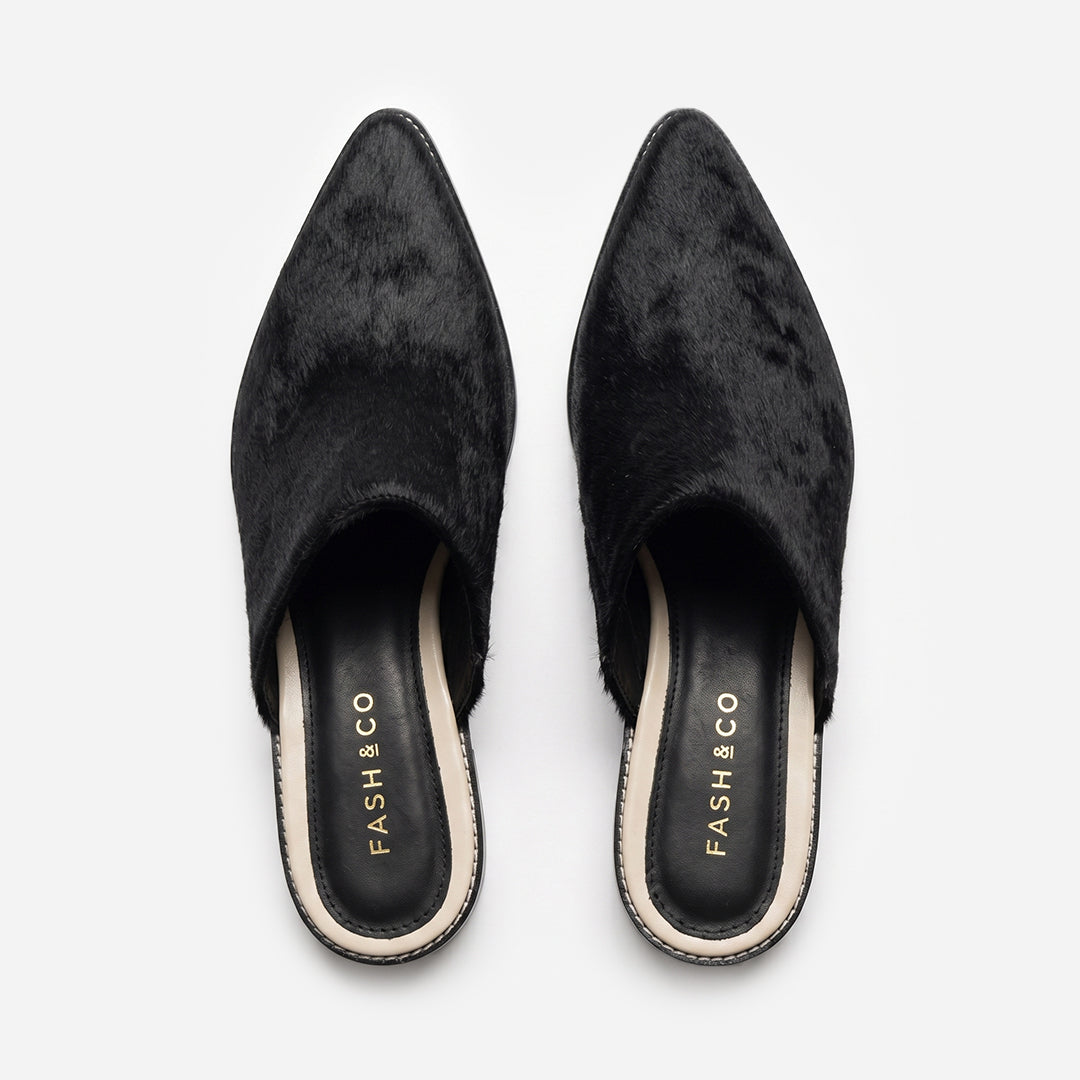 Mule Mary Couro Pelo Black