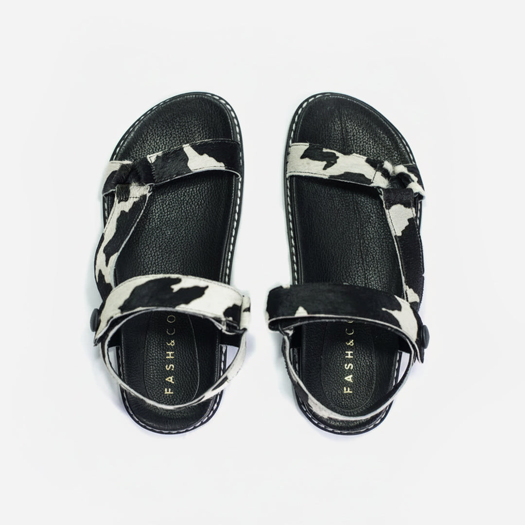 Sandália Papete Chilly Animal Print Vaca