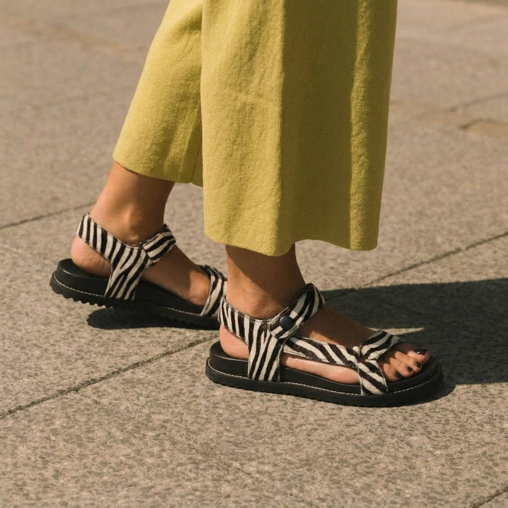 Sandália Papete Chilly Animal Print Zebra