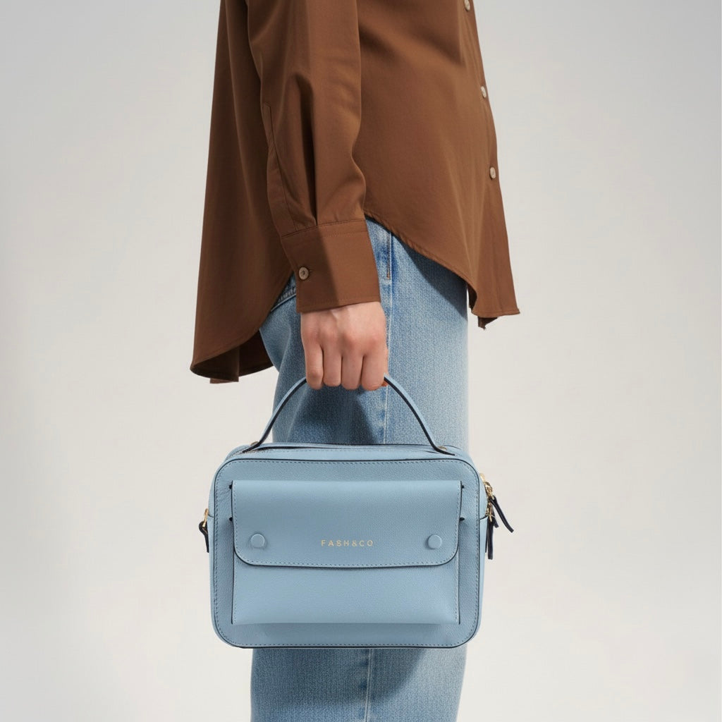 Bolsa de Couro New York Azul Celeste