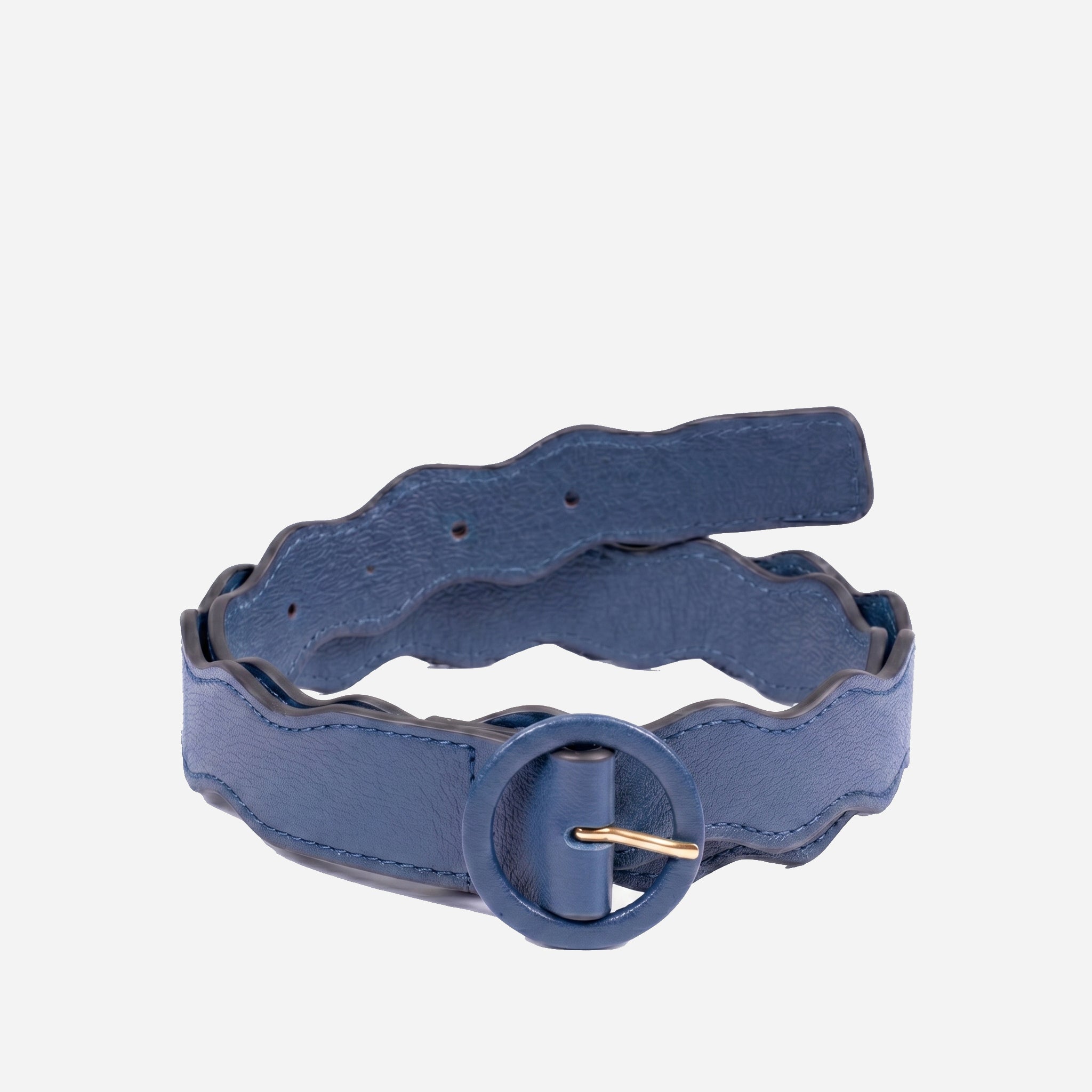 Cinto de Couro Wavy Blue Navy