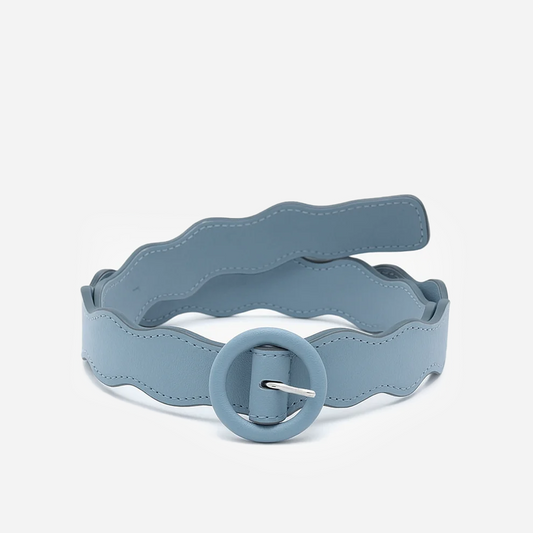 Cinto de Couro Wavy Azul Celeste