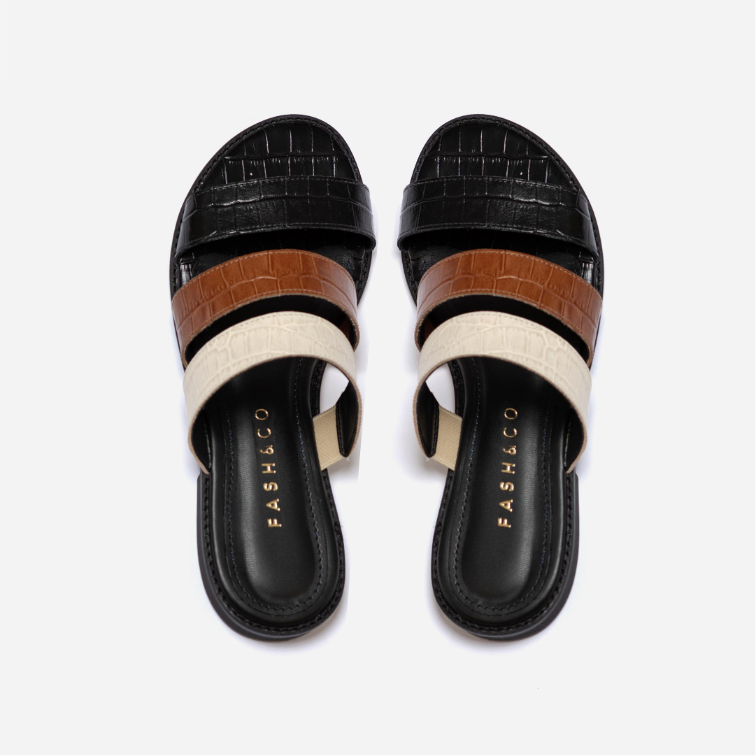 Rasteira Slip Croco Tricolor