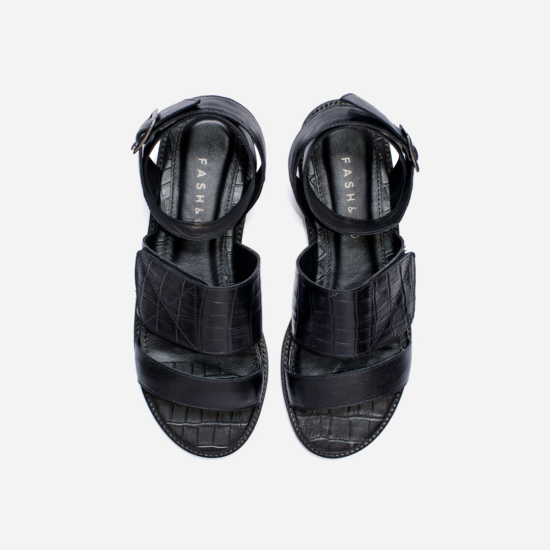 Sandália Los Angeles Croco Black