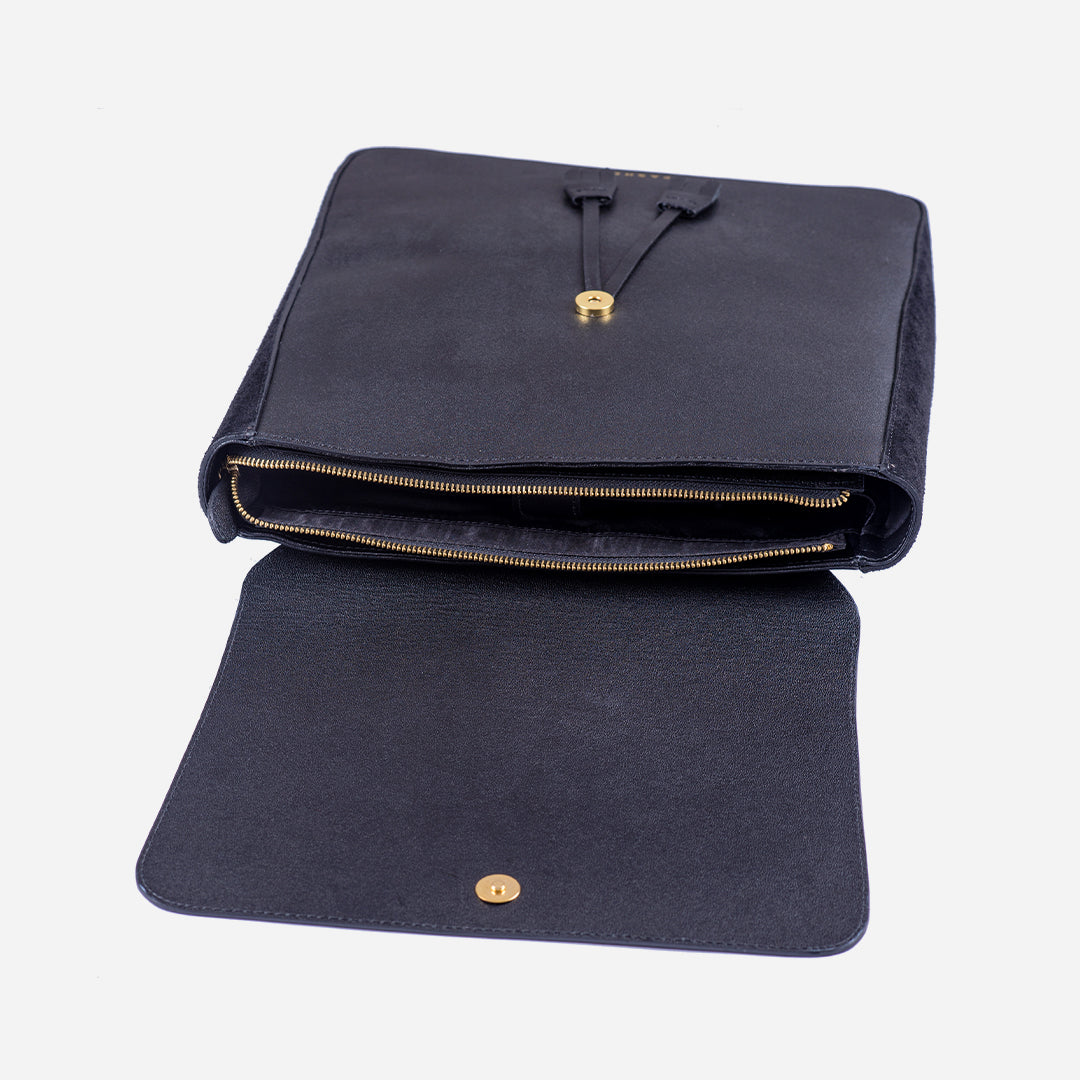 Mochila Grande de Couro Manhattan Black