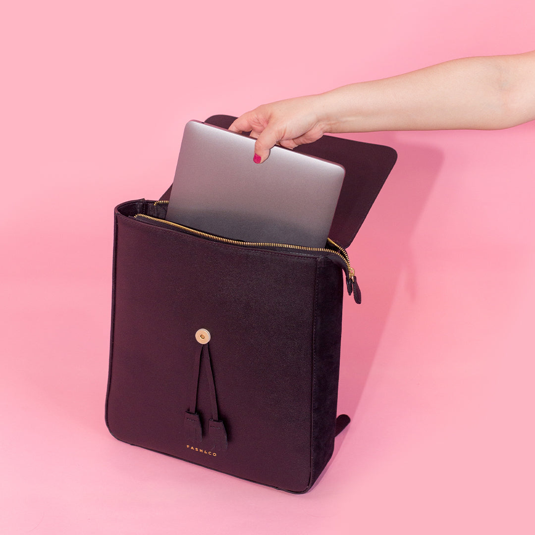 Mochila Grande de Couro Manhattan Black
