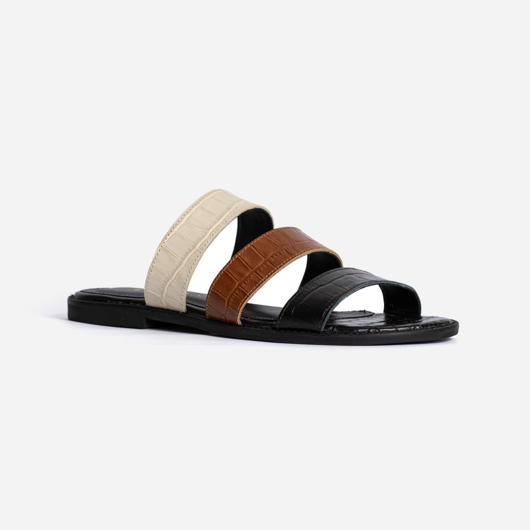 Rasteira Slip Croco Tricolor