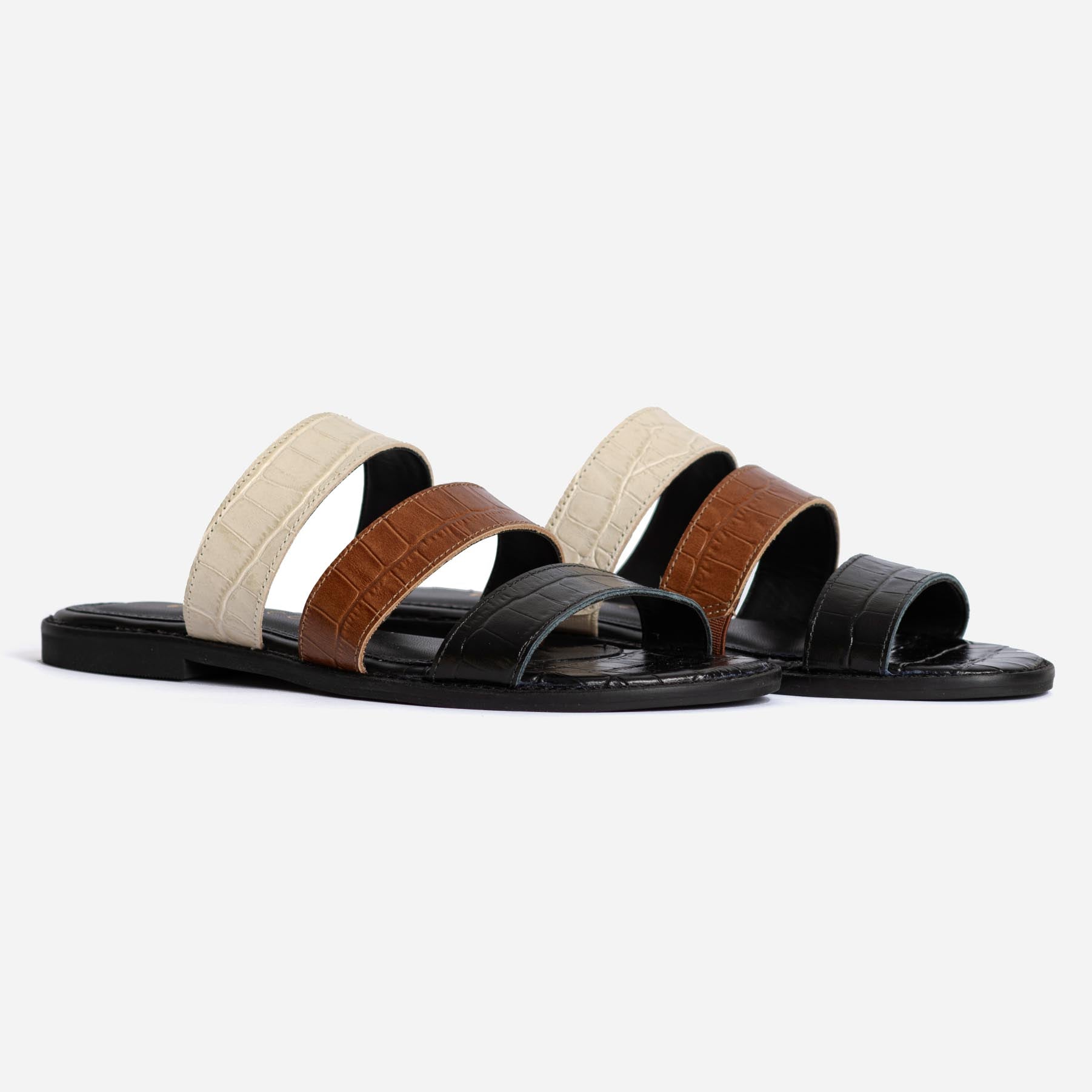 Rasteira Slip Croco Tricolor