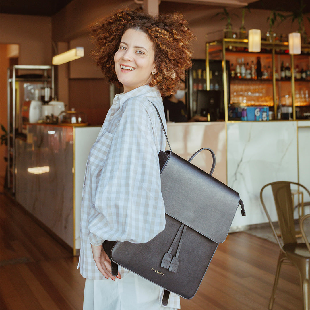 Mochila Grande de Couro Manhattan Black